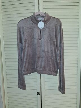 Pink Republic Mauve Velvet Half-Zip Pullover